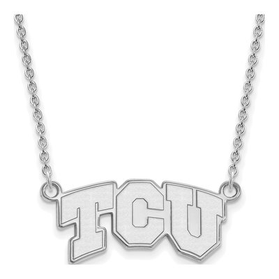 Texas Christian University 10K White Gold T-C-U Small Necklace