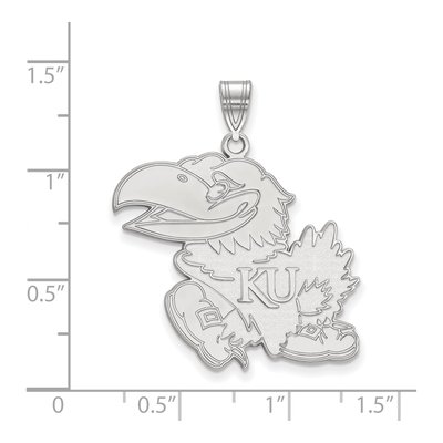University of Kansas 10K White Gold Jayhawk Extra Large Pendant – view 2