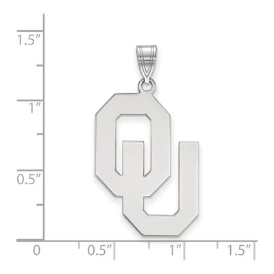 University of Oklahoma 10K White Gold O-U Extra Large Pendant – view 2