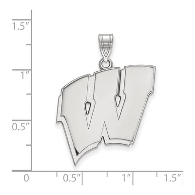 University of Wisconsin 10K White Gold Extra Large Badgers Letter W Pendant – view 2