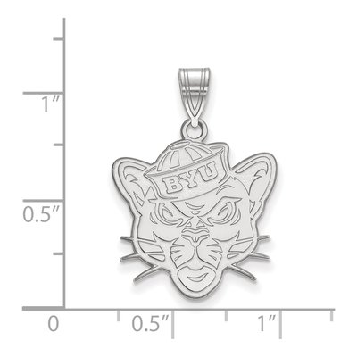 Brigham Young University 10K White Gold Cougar Large Pendant – view 2
