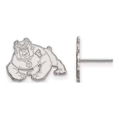 California State University Fresno 10K White Gold Bulldog Small Stud Earrings