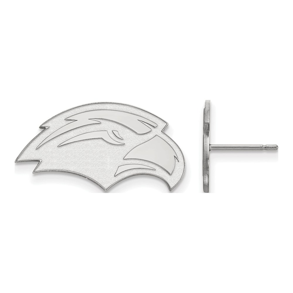 10K White Gold Logoart University Of Southern Mississippi Eagle Small Post Earrings