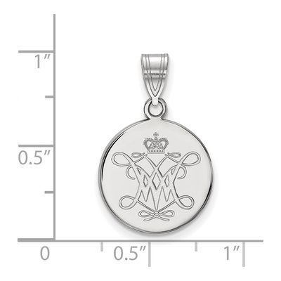 College of William & Mary 10K White Gold Of Medium Disc Pendant – view 2