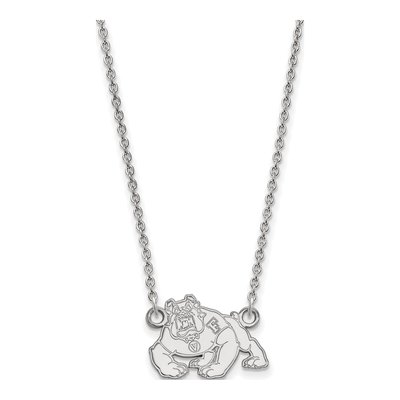 California State University Fresno 10K White Gold Bulldog Small Necklace