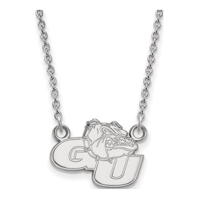 Gonzaga University 10K White Gold G-U Bulldog Small Necklace