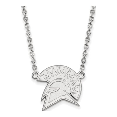 San Jose State University 10K White Gold Spartan Large Necklace