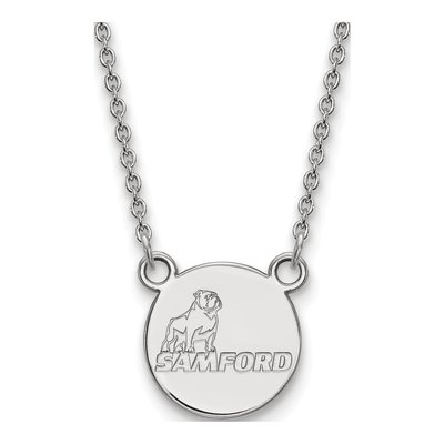 Samford University 10K White Gold Small Disc Necklace