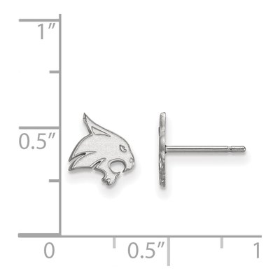 Texas State University 10K White Gold Bobcat Extra Small Earrings – view 2