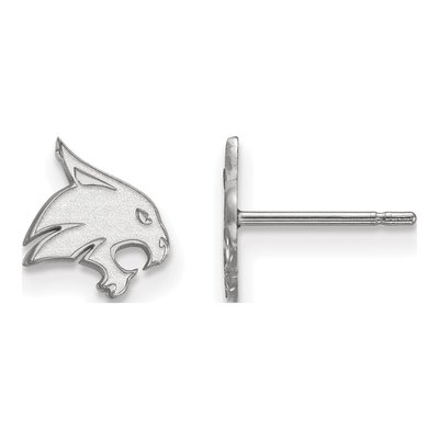 Texas State University 10K White Gold Bobcat Extra Small Earrings