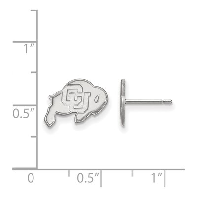 University of Colorado 10K White Gold Buffalo Extra Small Earrings – view 2