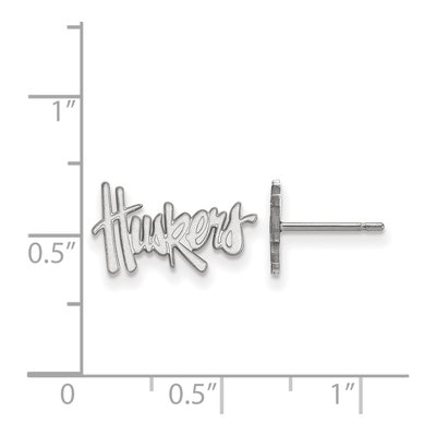 University of Nebraska 10K White Gold Huskers Extra Small Stud Earrings – view 2
