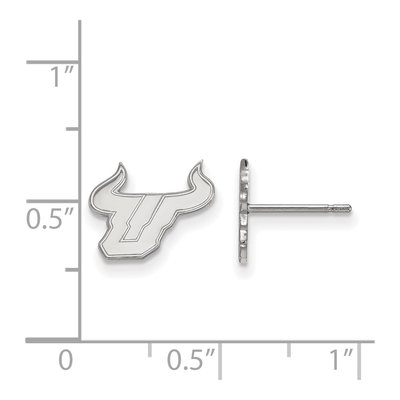 University of South Florida 10K White Gold Bull Extra Small Stud Earrings – view 2