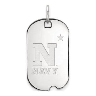United States Naval Academy 10K White Gold US Small Dog Tag Pendant
