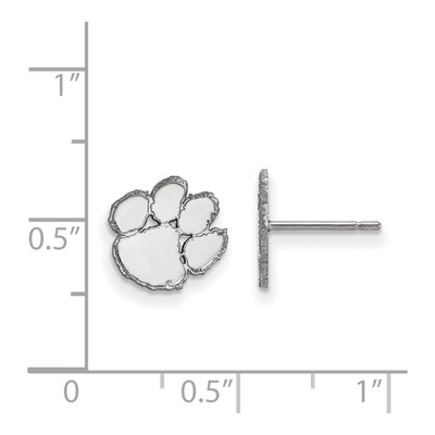 Clemson University 10K White Gold Tiger Paw Extra Small Earrings – view 2