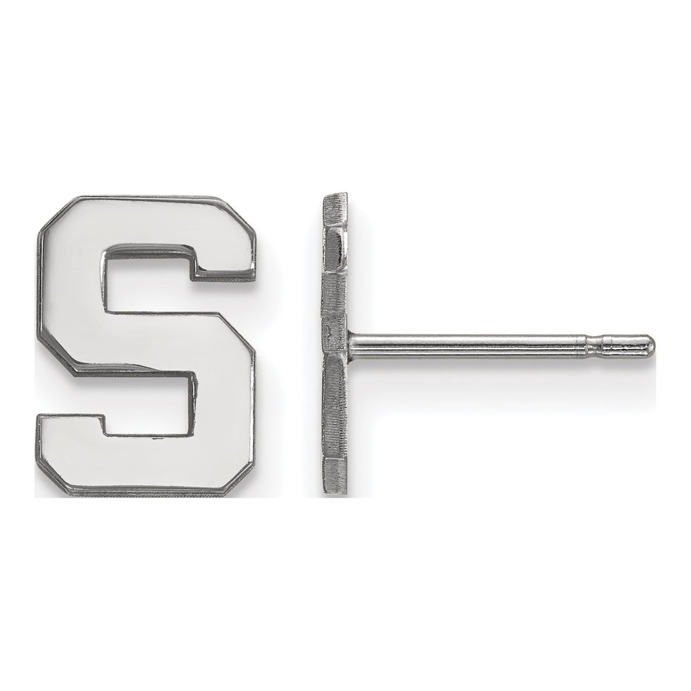 Michigan State University 10K White Gold Extra Small Letter S Stud Earrings