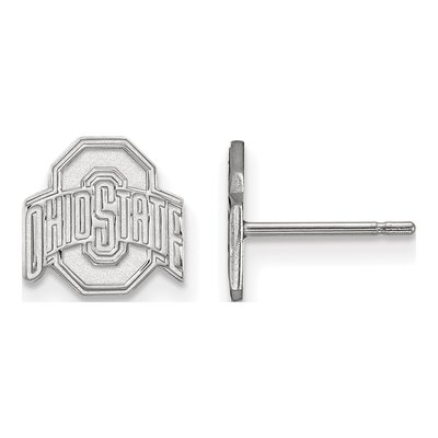 Ohio State University 10K White Gold Extra Small Stud Earrings