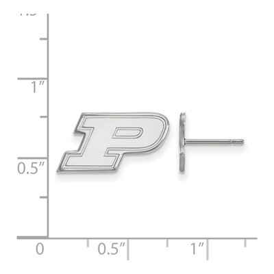 Purdue University 10K White Gold Extra Small Letter P Earrings – view 2