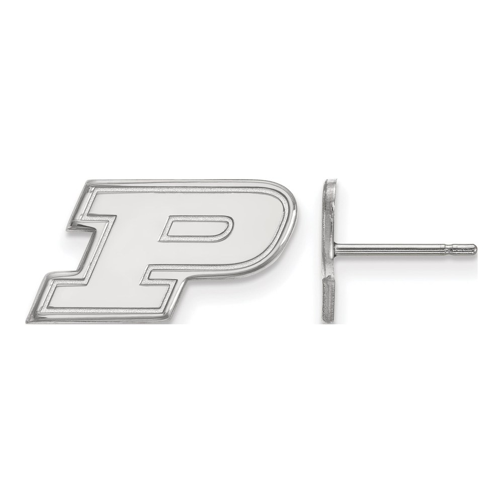 Purdue University 10K White Gold Extra Small Letter P Earrings