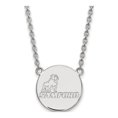 Samford University 10K White Gold Large Disc Necklace