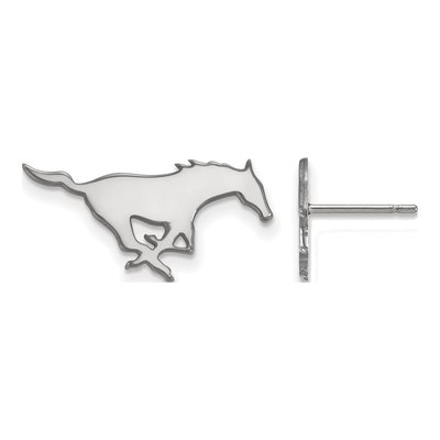 Southern Methodist University 10K White Gold Mustang Small Stud Earrings