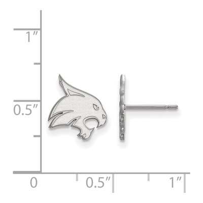 Texas State University 10K White Gold Bobcat Small Stud Earrings – view 2