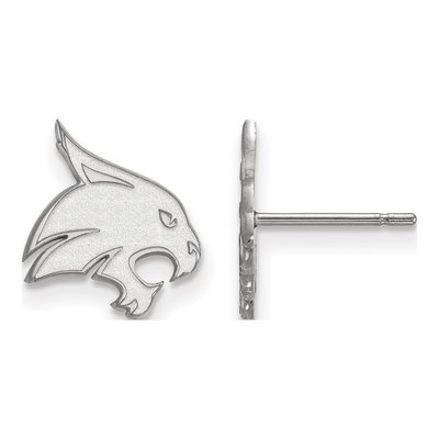 Texas State University 10K White Gold Bobcat Small Stud Earrings