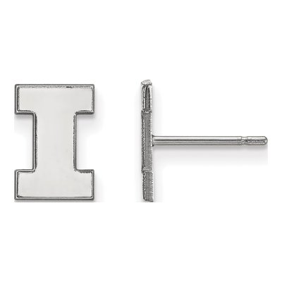 University of Illinois 10K White Gold Letter I Stud Earrings