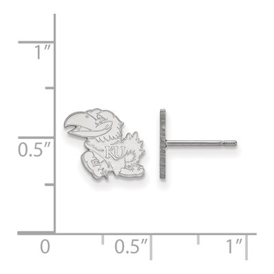 University of Kansas 10K White Gold Jayhawk Extra Small Stud Earrings – view 2