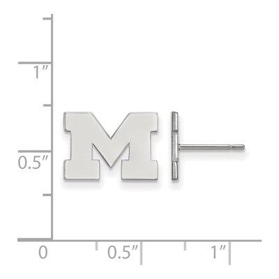 University of Michigan 10K White Gold Letter M Earrings – view 2