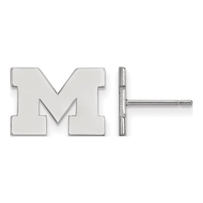 University of Michigan 10K White Gold Letter M Earrings