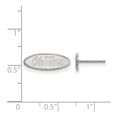 University of Mississippi 10K White Gold Ole Miss Oval Extra Small Stud Earrings – view 2