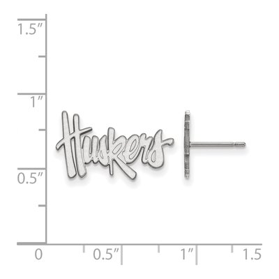 University of Nebraska 10K White Gold Huskers Small Stud Earrings – view 2