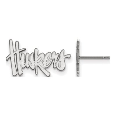 University of Nebraska 10K White Gold Huskers Small Stud Earrings