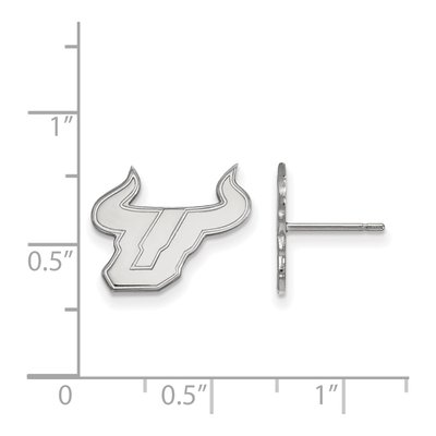 University of South Florida 10K White Gold Bull Small Stud Earrings – view 2