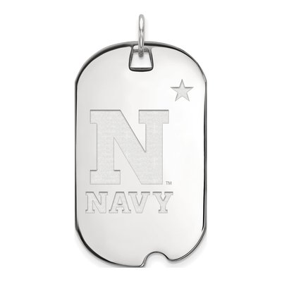 United States Naval Academy 10K White Gold Us Large Dog Tag Pendant