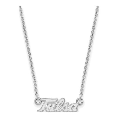 University of Tulsa 10K White Gold T-U Small Necklace – view 2