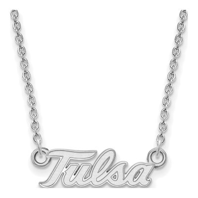 University of Tulsa 10K White Gold T-U Small Necklace