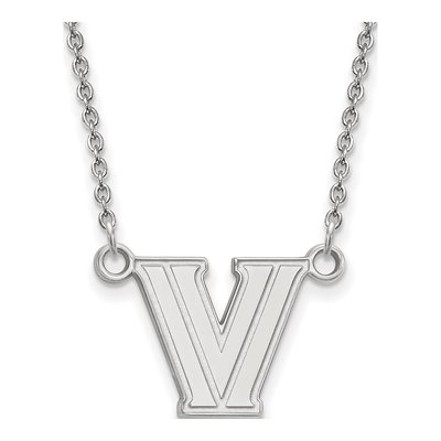 Villanova University 10K White Gold Small Letter V Necklace