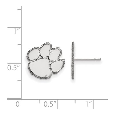 Clemson University 10K White Gold Tiger Paw Small Stud Earrings – view 2