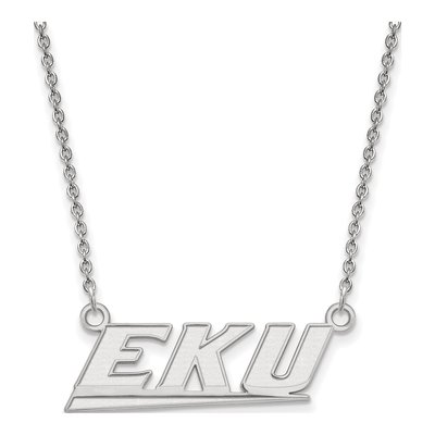 Eastern Kentucky University 10K White Gold E-K-U Small Necklace