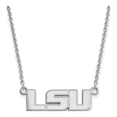 Louisiana State University 10K White Gold L-S-U Small Necklace
