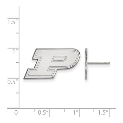 Purdue University 10K White Gold Small Letter P Stud Earrings – view 2