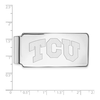 10K White Gold Logoart Texas Christian University T-C-U Money Clip – view 2