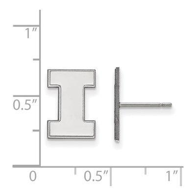 University of Illinois 10K White Gold Letter I Small Stud Earrings – view 2