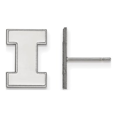 University of Illinois 10K White Gold Letter I Small Stud Earrings
