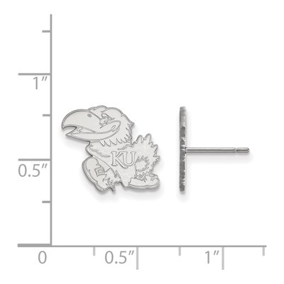 University of Kansas 10K White Gold Jayhawk Small Stud Earrings – view 2