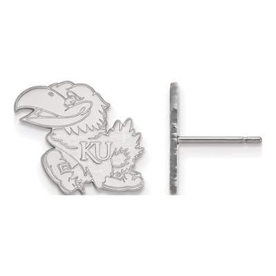 University of Kansas 10K White Gold Jayhawk Small Stud Earrings