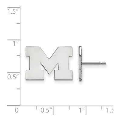 University of Michigan 10K White Gold Letter M Stud Earrings – view 2