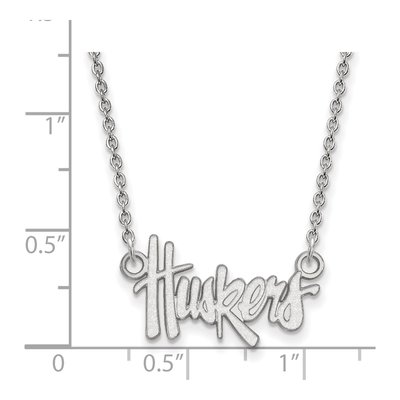 University of Nebraska 10K White Gold Huskers Script Small Necklace – view 2